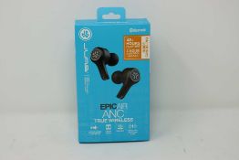A boxed as new pair of JLAB Audio Epic Air Wireless Bluetooth Noise-Cancelling Earbuds in Black (Box