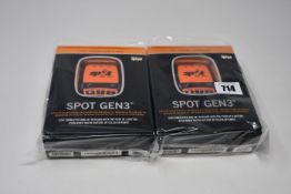 Two boxed as new Spot Gen3 Satellite GPS trackers.