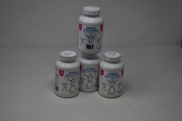 Four boxed as new DynamEp dietary supplement amino booster capsules tub (120 capsules per tub).