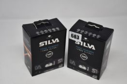 Two boxed as new Silva Trail Runner Free Ultra 400 Lumen head torches.