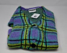 Three as new Ragged jeans fluffy knit check cardigans (All S - RRP £50 each).