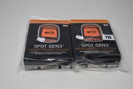 Two boxed as new Spot Gen3 Satellite GPS trackers.