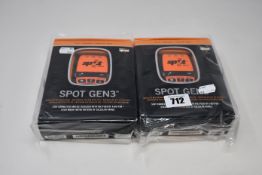 Two boxed as new Spot Gen3 Satellite GPS trackers.