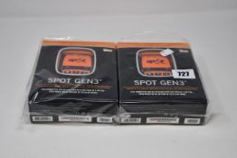 Two boxed as new Spot Gen3 Satellite GPS trackers.