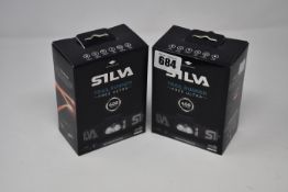 Two boxed as new Silva Trail Runner Free Ultra 400 Lumen head torches.