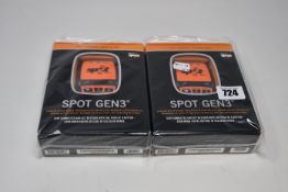 Two boxed as new Spot Gen3 Satellite GPS trackers.
