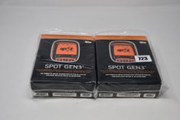 Two boxed as new Spot Gen3 Satellite GPS trackers.