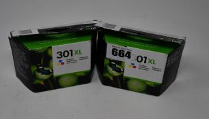 Seven 301 XL HP ink cartridges tri colour.