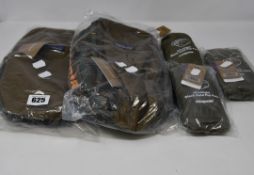 Three Patagonia Ultralight Black Hole Mini Hip Packs and two Patagonia Black Hole Cube Medium, all