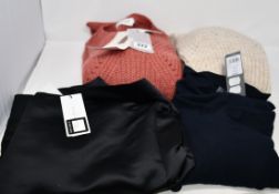 Two as new Indi & Cold knitted jersey's (L), a Mint Velvet navy ruched overarm jumper (XL) and a