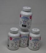 Four boxed as new DynamEp dietary supplement amino booster capsules tub (120 capsules per tub).