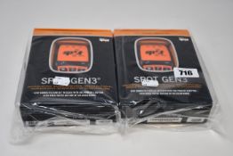 Two boxed as new Spot Gen3 Satellite GPS trackers.