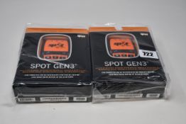 Two boxed as new Spot Gen3 Satellite GPS trackers.