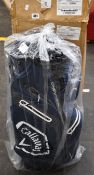 An as new Callaway Chev Dry 14 cart bag Navy/Charcoal.