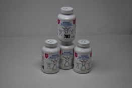 Four boxed as new DynamEp dietary supplement amino booster capsules tub (120 capsules per tub).