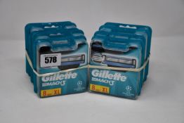 Ten packs of eight as new Gillette Mach3 XL razor blades.