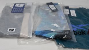 Two as new Reebok TE Vector T-shirts (L), two RE Tank (M,L), RE tights (M), CL V leggings (M) and TS