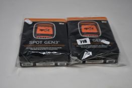 Two boxed as new Spot Gen3 Satellite GPS trackers.
