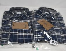 Two as new Burberry Simpson shirts in blue check (Both XXL - Security tags attached, RRP €89 each).