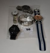 Five pre-owned Emporio Armani watches; AR11212 (No scratches to glass or back), AR1508 (Damaged