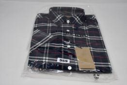 An as new Burberry George shirt in navy check (M, Security tag attached - RRP €182).