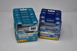 Eleven packs of eight as new Gillette Mach3/Mach3 Turbo 3D razor blades.