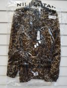 An as new Nili Lotan Rosette top in tangier leopard print (L - RRP $495).