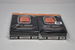 Two boxed as new Spot Gen3 Satellite GPS trackers.