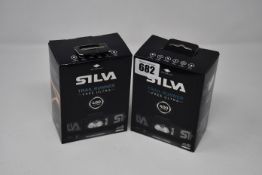 Two boxed as new Silva Trail Runner Free Ultra 400 Lumen head torches.