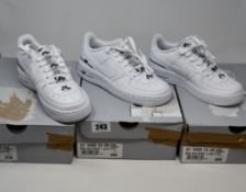 Three pairs of youth's as new Nike Air Force 1 LV8 3 trainers (2 x UK 3, 1 x 4).