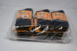 Twenty four pairs of ladies as new Heat Holders Workforce thermal socks in black with a yellow twist