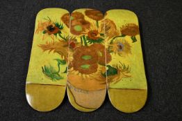 A Sunflowers - Vincent Van Gough triptych set of three skateboard decks, Wall Art Open Edition