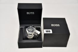 A men's boxed as new Hugo Boss watch with black face (1512965).
