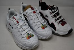 Two pairs of as new Skechers SKX trainers (UK 11, 12) and a pair of Skechers D'Lites 3.0 (UK 10) (No