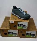 Three pairs of ladies boxed as new Oboz Bozeman Low leather shoes (UK 5).