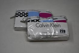 Six packs of women's as new Calvin Klein Bikinis briefs (Three pairs per pack, 2 x S, 2 x M, 2 x