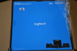 A boxed as new Logitech 5.1 surround sound speaker system (Z906).