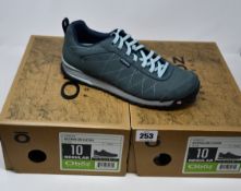 Two pairs of ladies' boxed as new Oboz Bozeman Low Leather walking shoes in slate (UK 7.5).