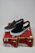 Two pairs of as new Vans Classic slip on (UK 6, 6.5).