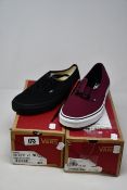 Two pairs of as new Vans Authentic (UK 7,10).