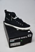 A pair of as new Diesel Exposure 1 hi-top trainers (EU 47).