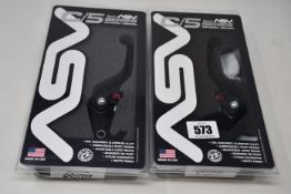 A pair of boxed as new ASV C5 brake and clutch levers in short black (BRC511-SK / CRC540-SK).