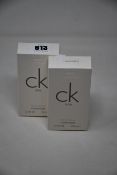 Six boxed as new Calvin Klein CK One eau de toilette (100ml).