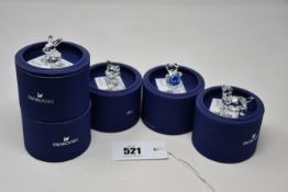 Five boxed as new Swarovski crystal animals: Two Baby Rabbits (5135942), Labrador Puppy (5400141),