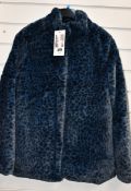 Two as new Fransa navy leopard Frmafur jacket (1 x S, 1 x M - RRP £90 each).
