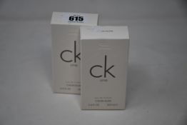 Six boxed as new Calvin Klein CK One eau de toilette (100ml).
