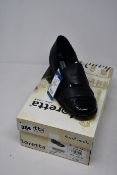 Six pairs of ladies boxed as new Loretta slip-on loafers in black leather (Sizes 4,5,6 and 7).