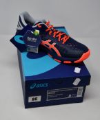 A pair of as new Asics Netburner Super FF 2 trainers (UK 6).