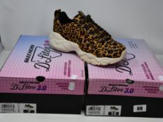 Two pairs of women's as new Skechers D'Lites 3.0 Jungle Fashion (UK 4,7).