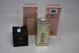 A Tatcha The Water Cream (50ml), a Hugo Boss Bottled eau de parfum (100ml) and two Calvin Klein